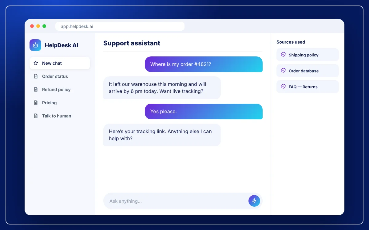 AI Customer Support Chatbot — sample design preview