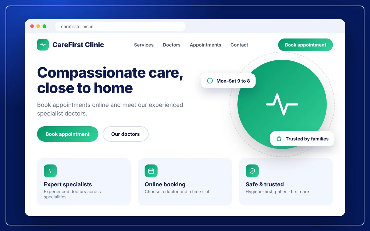 Clinic & Doctor Website — sample design preview