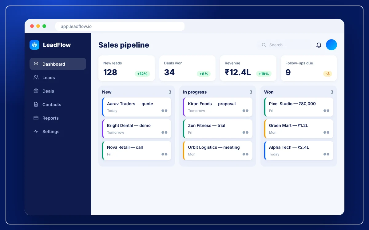CRM & Lead Management Software — sample design preview