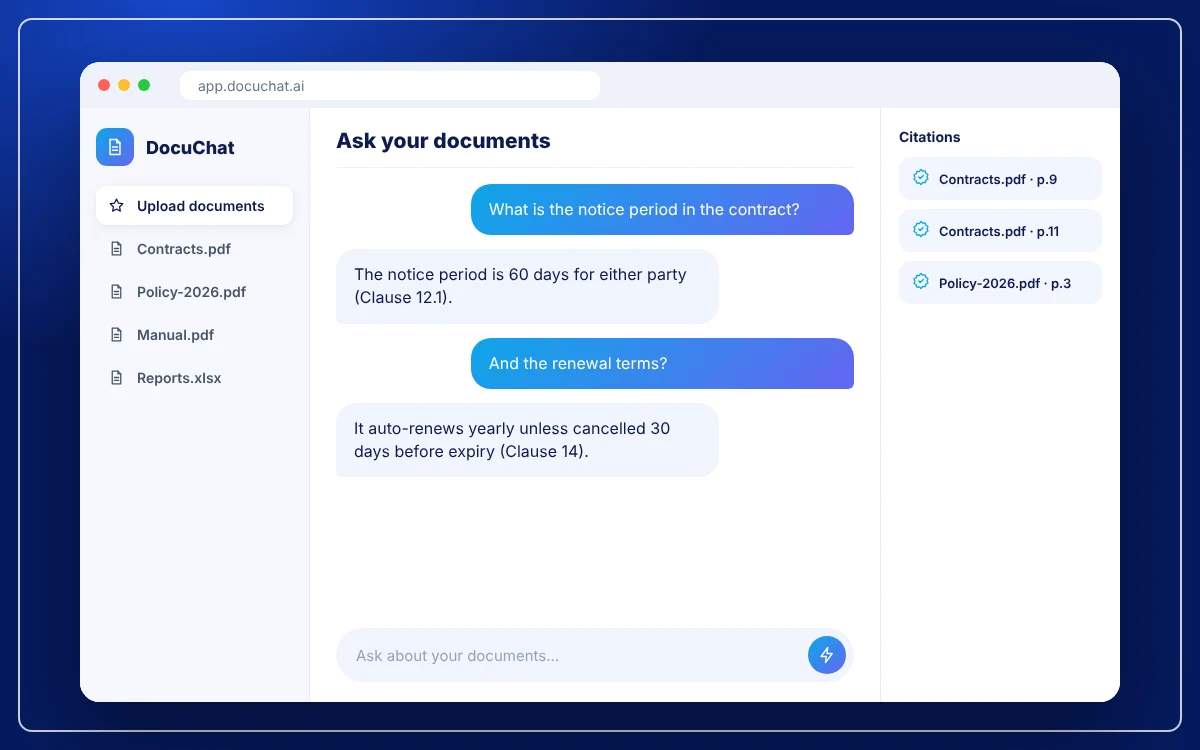 AI Document Chat (Q&A) App — sample design preview