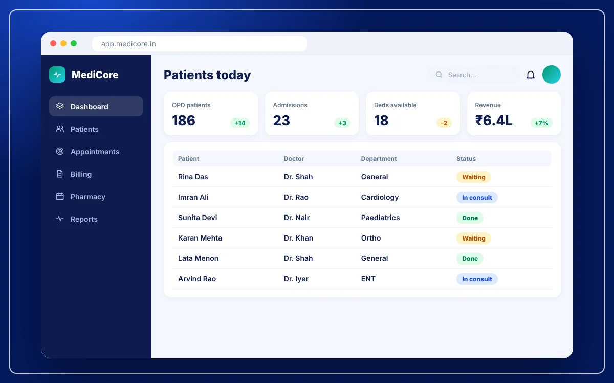 Hospital Management System — sample design preview
