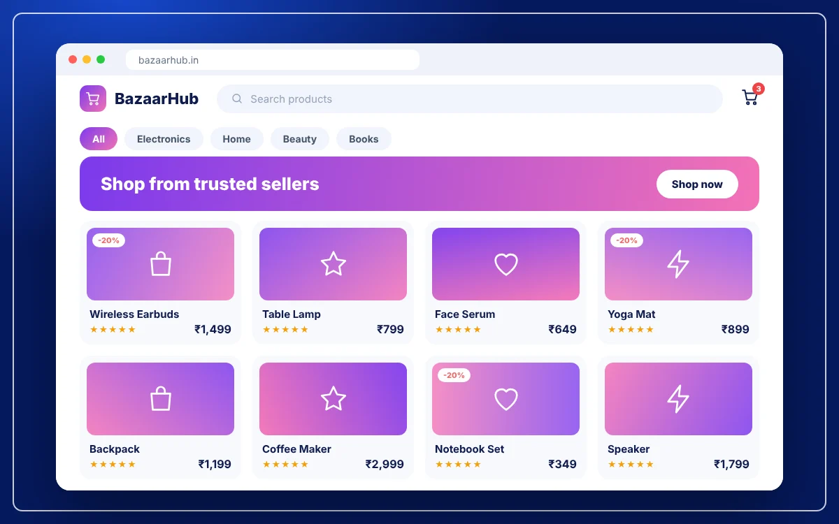 Multi-Vendor Marketplace Development — sample design preview