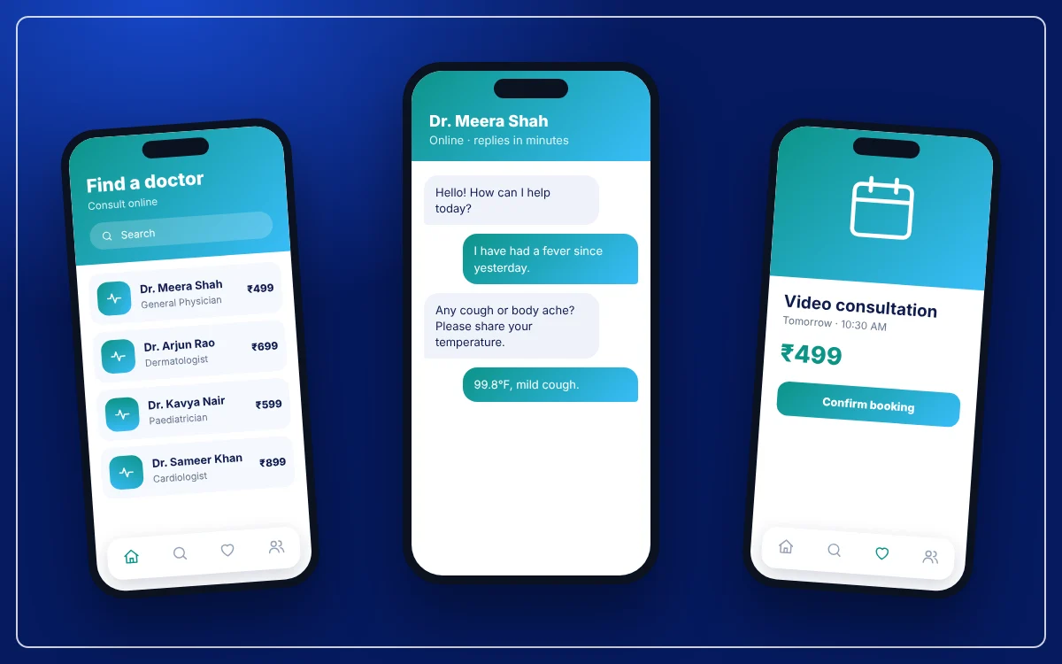 Doctor Consultation (Telemedicine) App — sample design preview