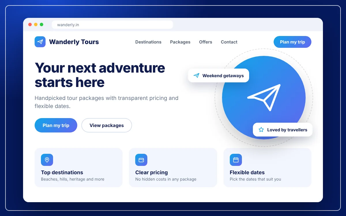Travel Agency & Tour Booking Website — sample design preview