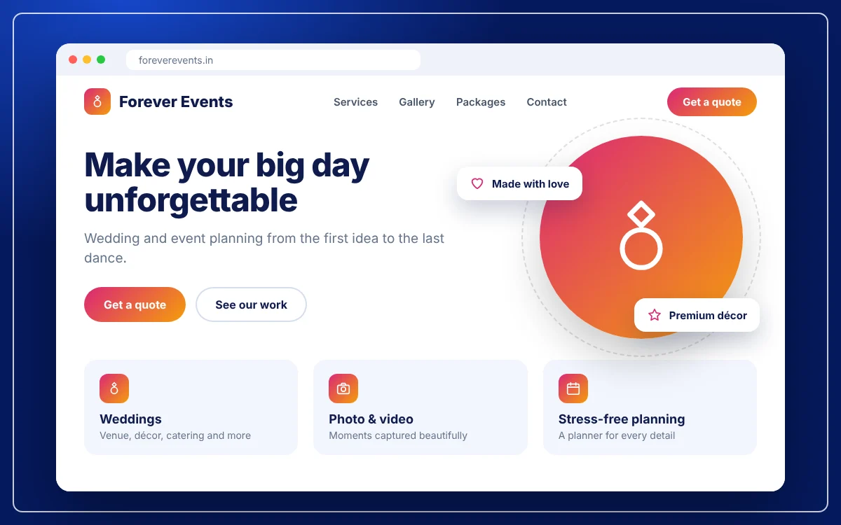 Wedding & Event Planner Website — sample design preview