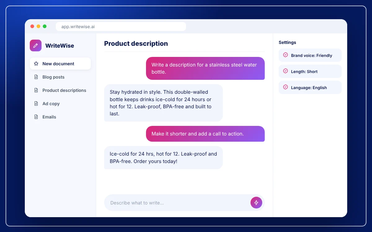 AI Content Writing Tool — sample design preview